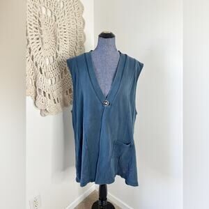 Blue Fish Clothing Oversized Lagenlook Art To Wear Blue Vest Size L/XL